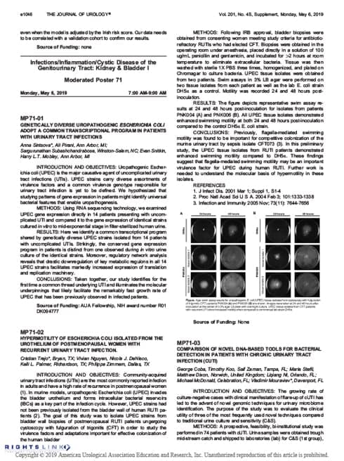 MP71-03 Comparison Of Novel DNA-Based Tools For Bacterial Detection In Patients With Chronic Urinary Tract Infection (Cuti)preview image