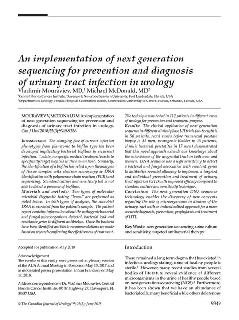 An implementation of NGS for prevention and diagnosis of UTI in Urologypreview image