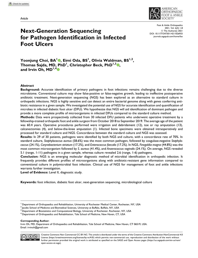 Next-Generation Sequencing for Pathogen Identification in Infected Foot Ulcerspreview image