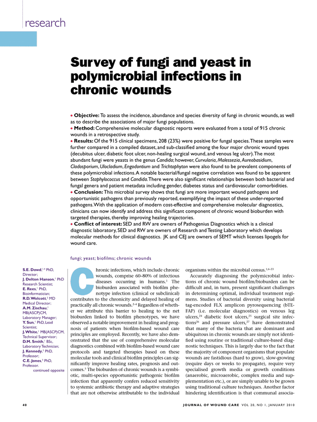 Survey of fungi and yeast in polymicrobial infections in chronic woundspreview image