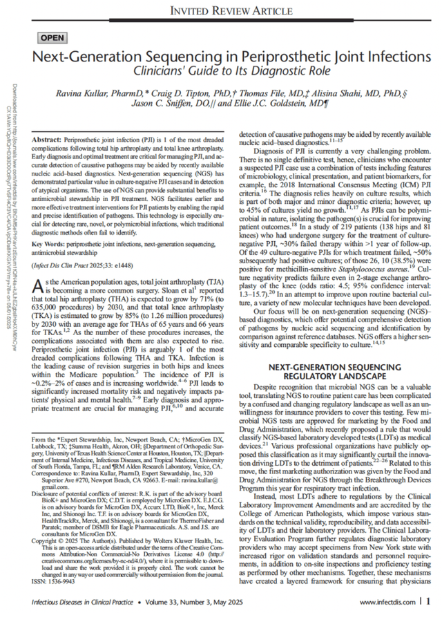 Next-Generation Sequencing in Periprosthetic Joint Infections: Clinicians’ Guide to Its Diagnostic Rolepreview image